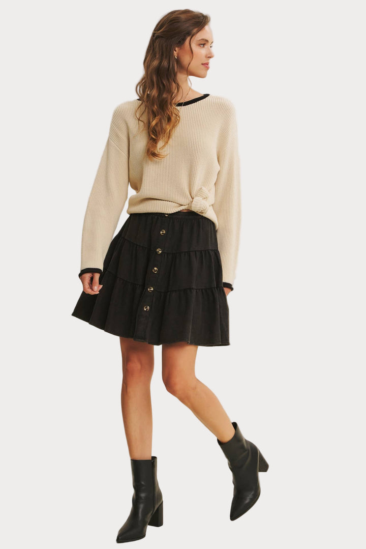 Contrast Trim Crewneck Sweater