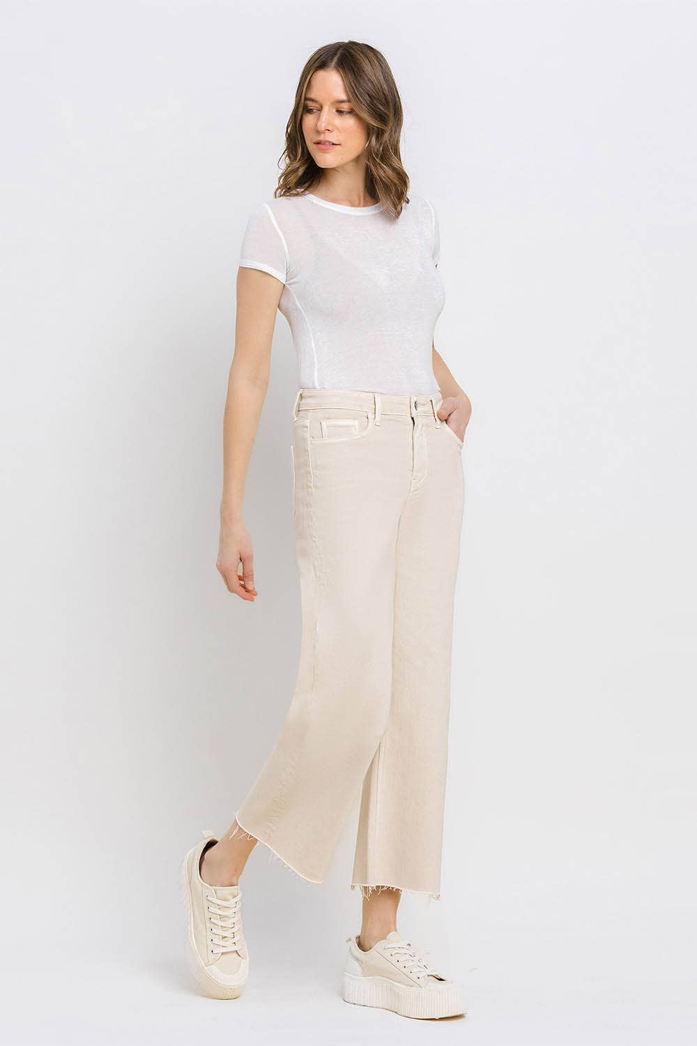 White Swan - High Rise Crop Wide Leg Jeans