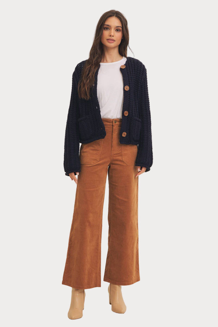 Wide Leg Corduroy Pants | High Waisted Retro Style