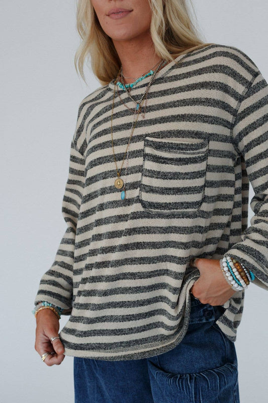 Endless Love Striped Top - Charcoal