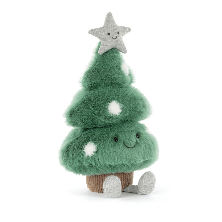 "Amuseables Christmas Tree plush with silver star and fluffy green branches"