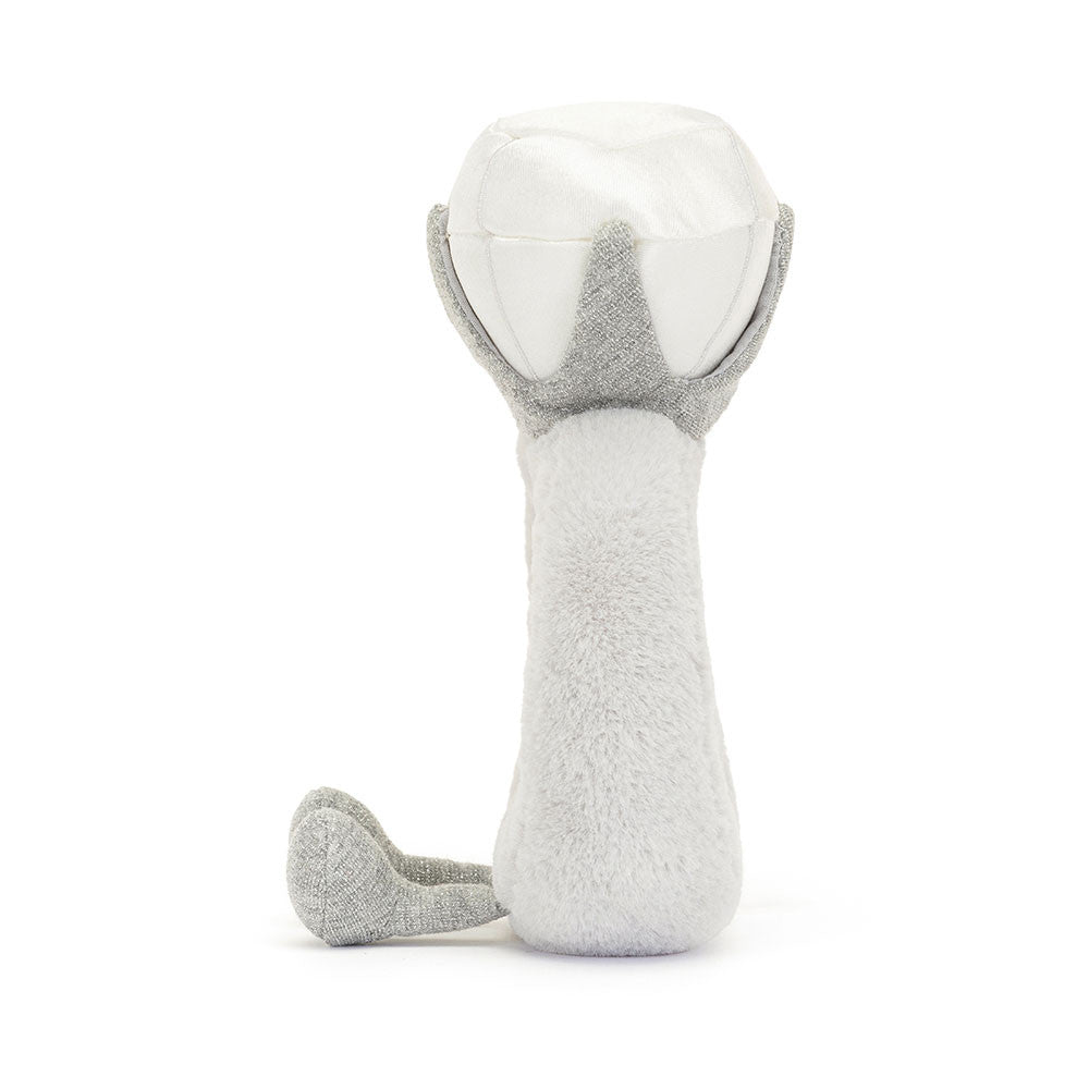 Amuseables Diamond Ring side view showing off the diamond, prongs and boots. 
