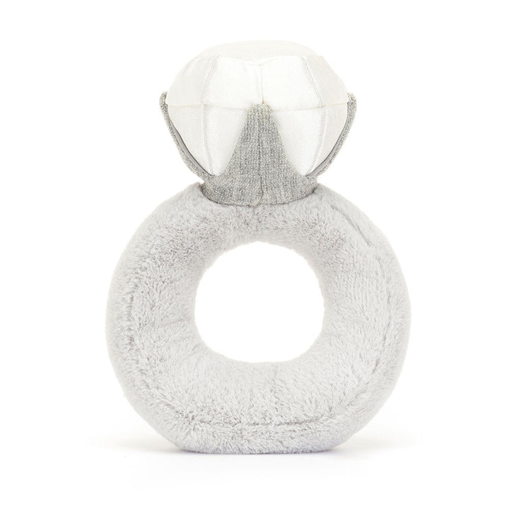 Amuseables Diamond Ring back view showing the details of the ring with no face. It's soft grey fur and shiny white diamond she is sure to turn heads. 