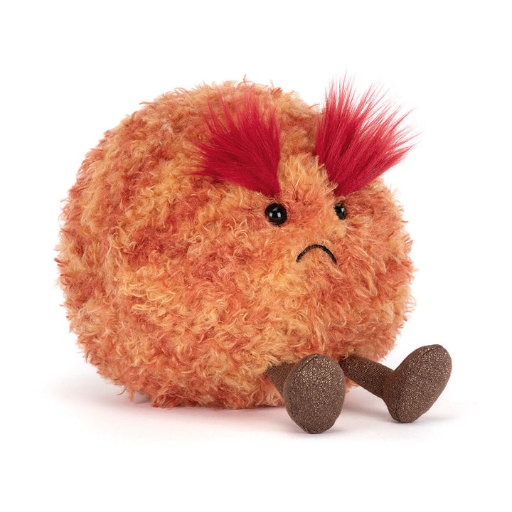 amuseables planet mars plush orange space stuffed toy with grumpy face & firey bushy eyebrows
