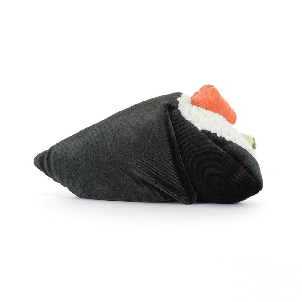Back View Amuseables Coneroi Temaki plush sushi roll with nori wrap, and colorful fillings