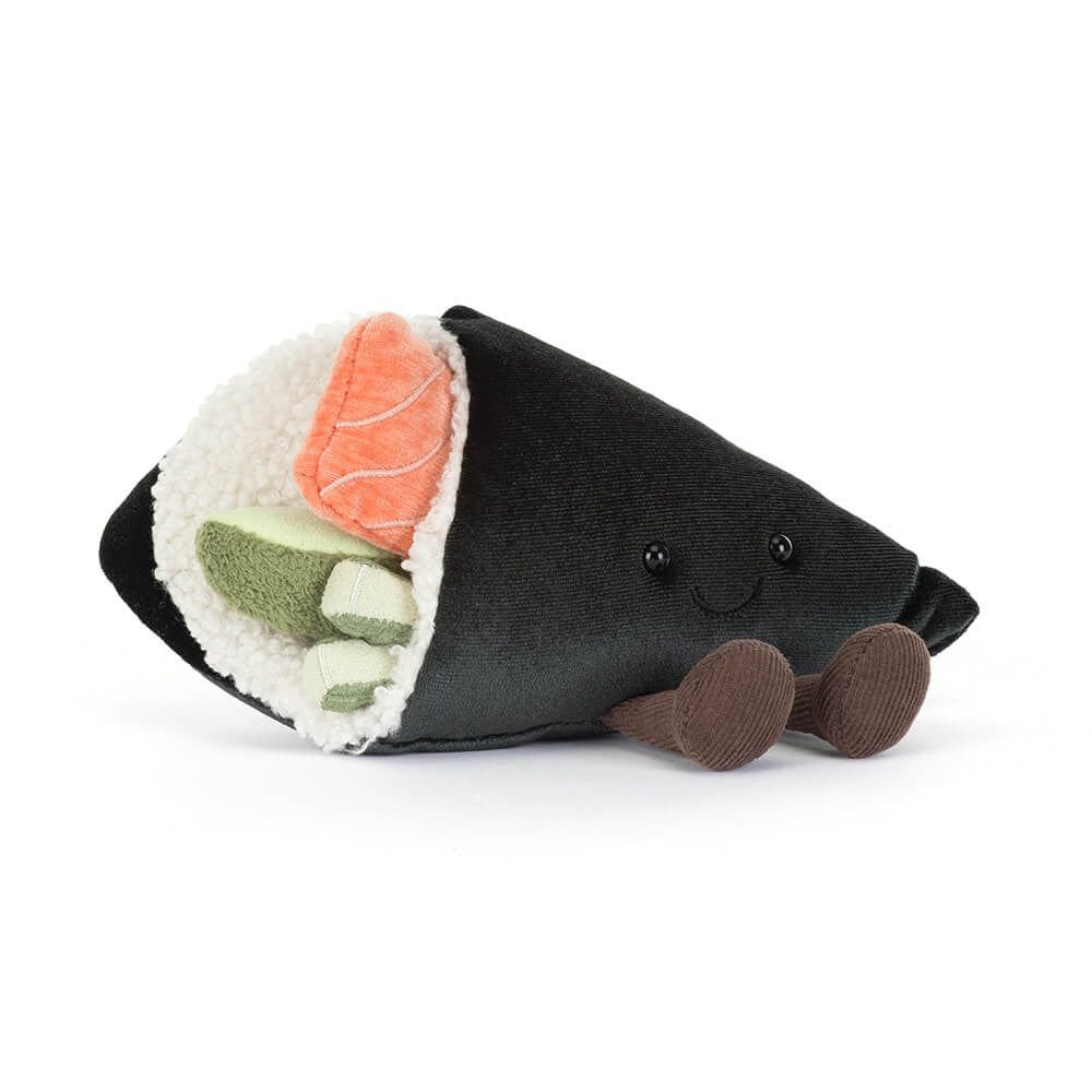 Amuseables Coneroi Temaki plush sushi roll with smiling face, nori wrap, and colorful fillings