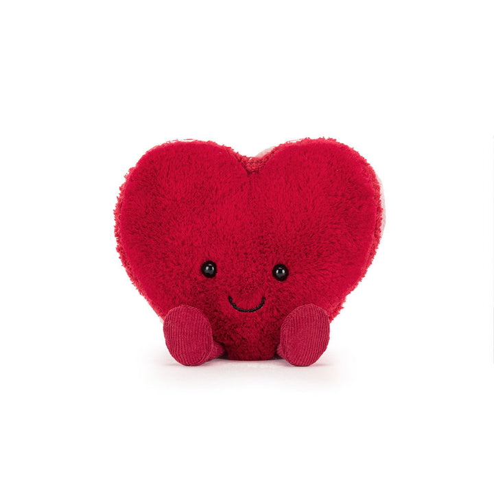 Jellycat Amuseables Arlette Heart Macaron plush with soft red heart shape and stitched smile on a white background