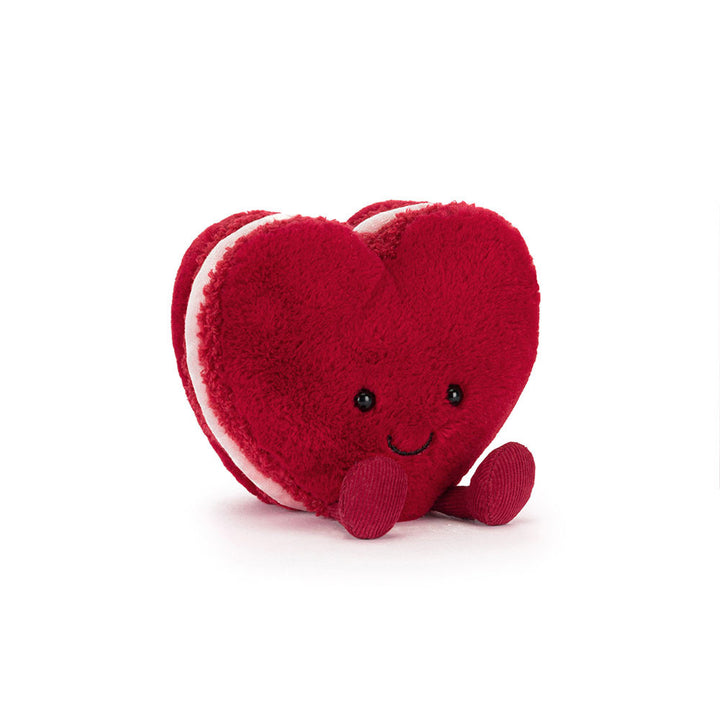 Jellycat Amuseables Arlette Heart Macaron plush with soft red heart shape and stitched smile on a white background