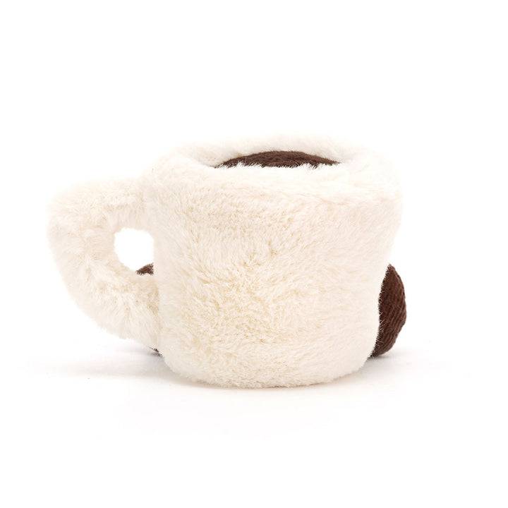 espresso cup plush with cream fur and corduroy legs back view