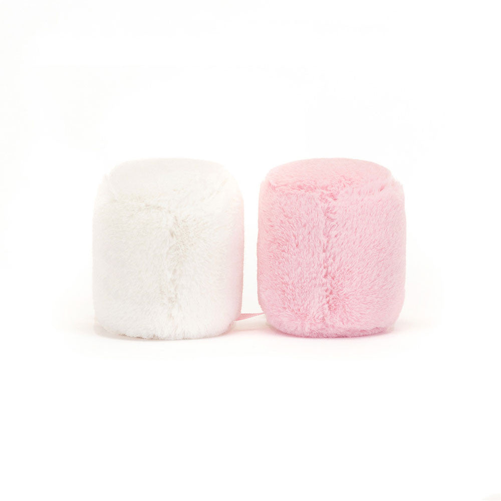 Amuseables Pink and White Marshmallows back view featuring the fluffy texture of this adorable pair. 