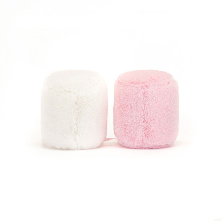 Amuseables Pink and White Marshmallows back view featuring the fluffy texture of this adorable pair. 