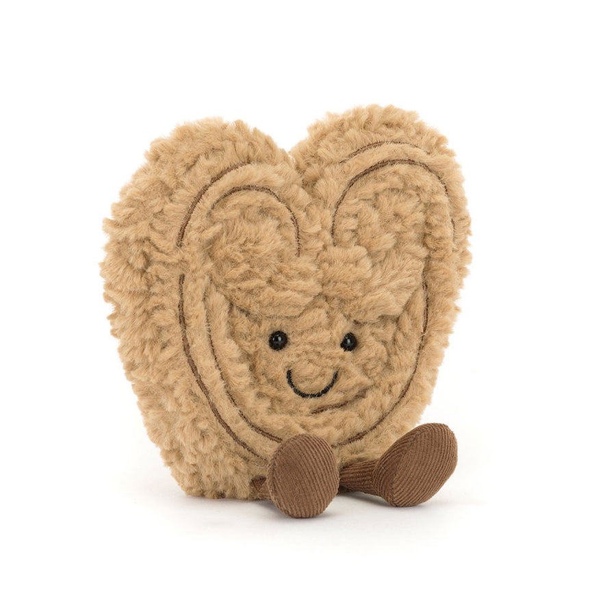 Jellycat Amuseables Philippe Palmier plush with soft golden-brown layered texture and stitched smile on a white background
