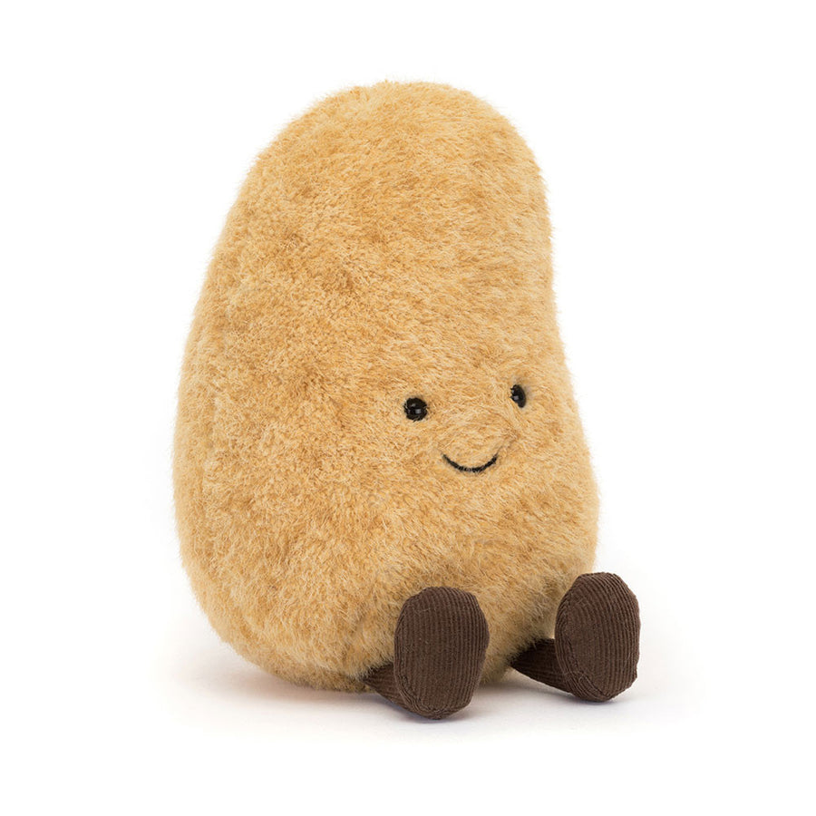 Amuseables Potato is round and textured in beautiful golden-brown fur! This podgy icon has a sturdy bean base, muddy cord boots and a chipper smile.

