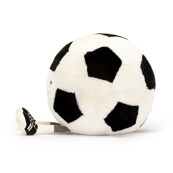 amuseables sports soccer ball plush black and white stuffed soccer ball toy side view