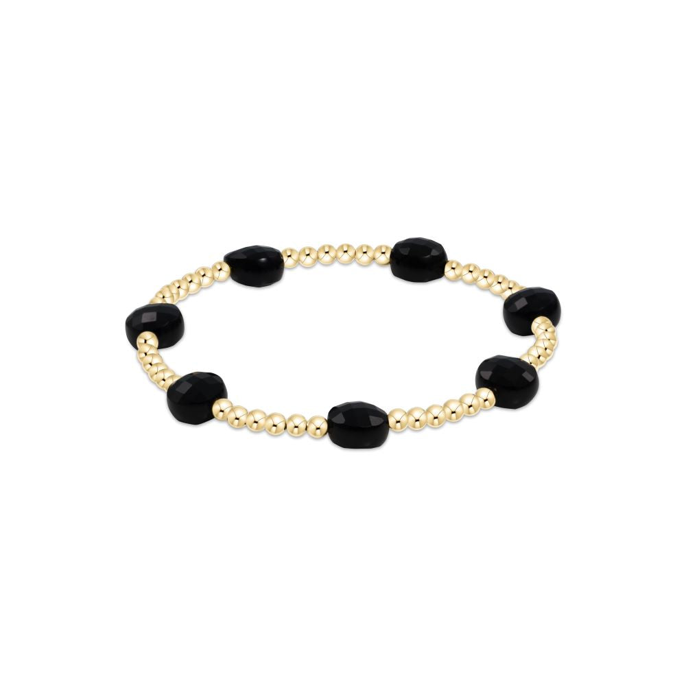 Admire Gold 3mm Bead Bracelet - Faceted Onyx