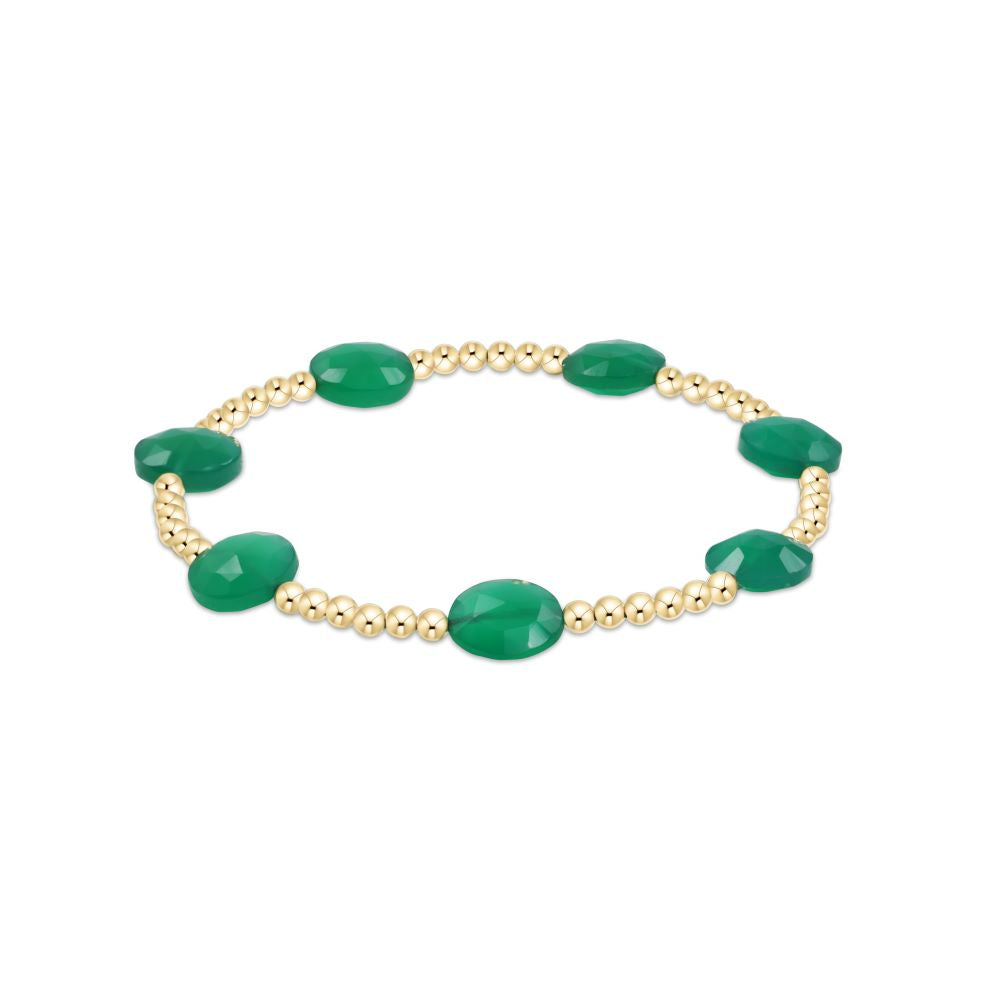 Admire Gold 3mm Bead Bracelet - Green Onyx