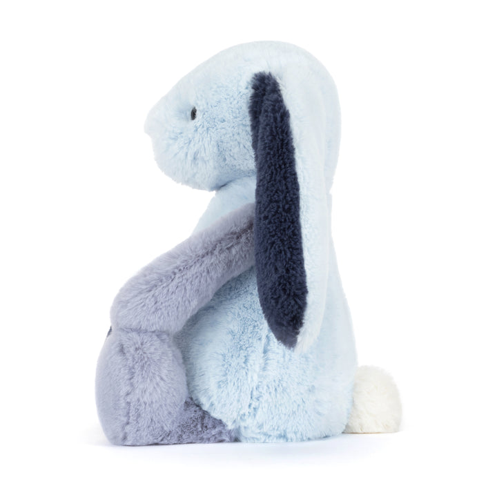 puddlesea bunny plush in blue lavender and navy tones with floppy ears