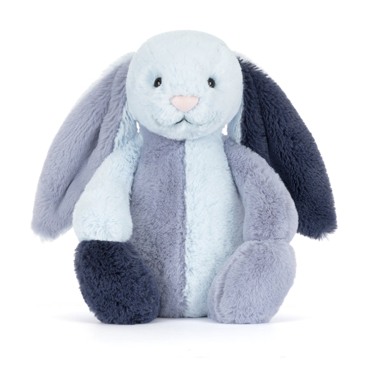 puddlesea bunny plush in blue lavender and navy tones with floppy ears