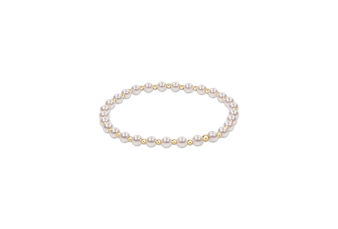 enewton Classic Grateful 4mm Pearl and Gold Bead Bracelet
