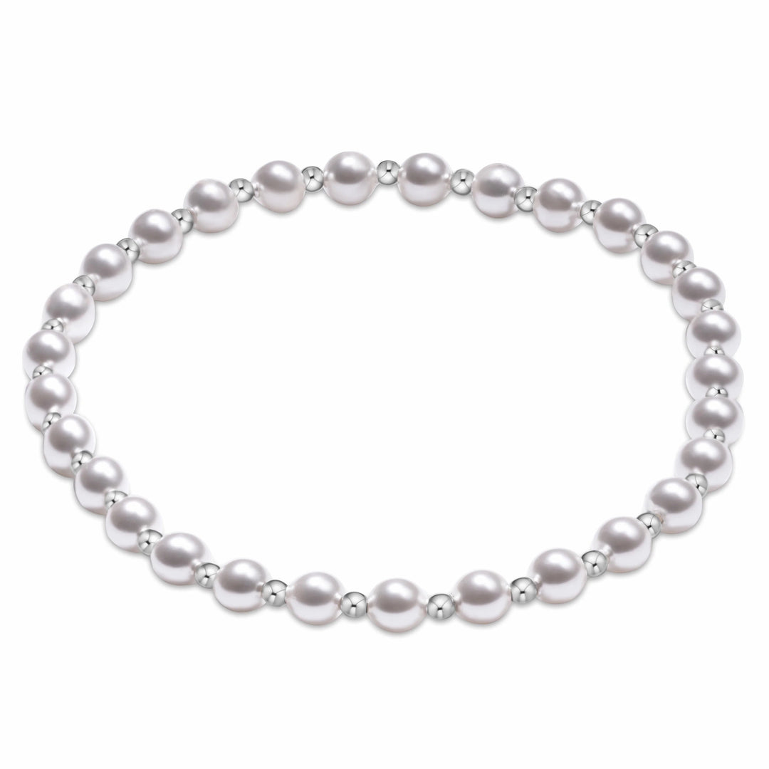 eNewton Grateful Pearl 4mm Sterling Bracelet with white crystal pearls and sterling silver beads