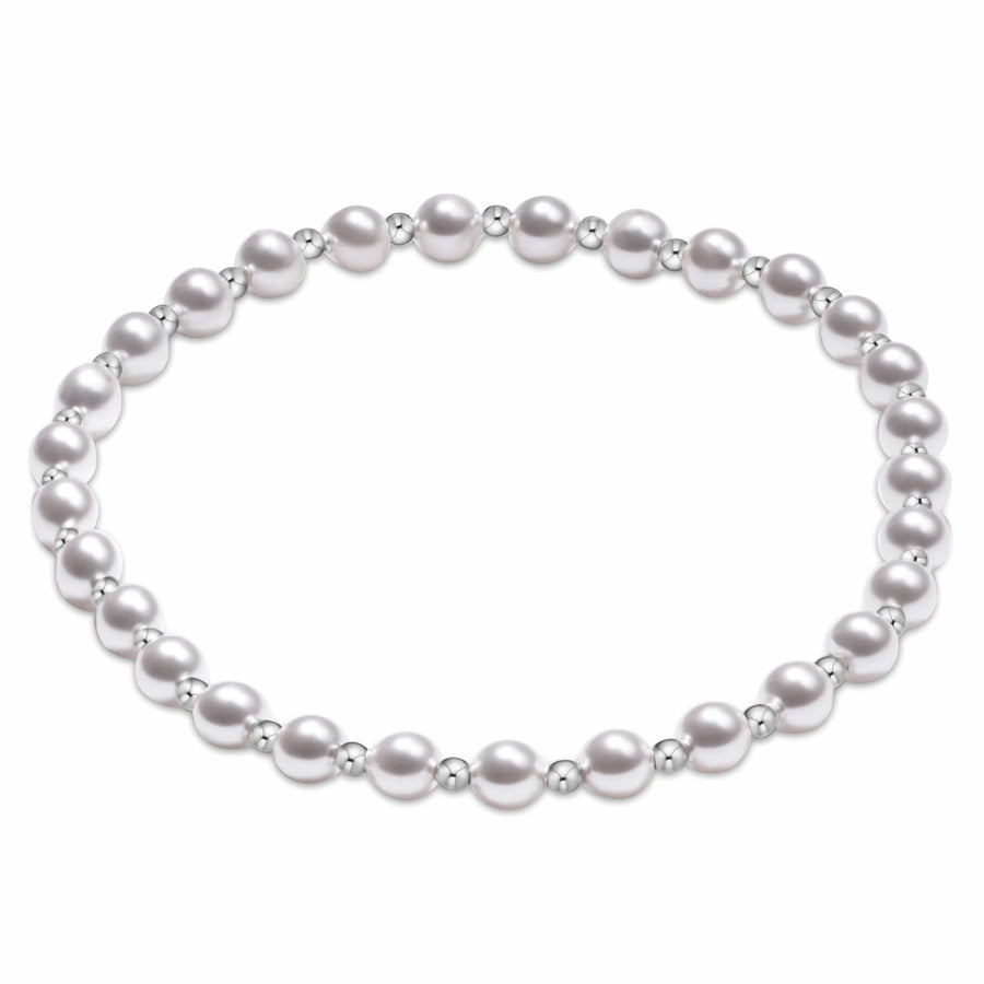 eNewton Grateful Pearl 4mm Sterling Bracelet with white crystal pearls and sterling silver beads