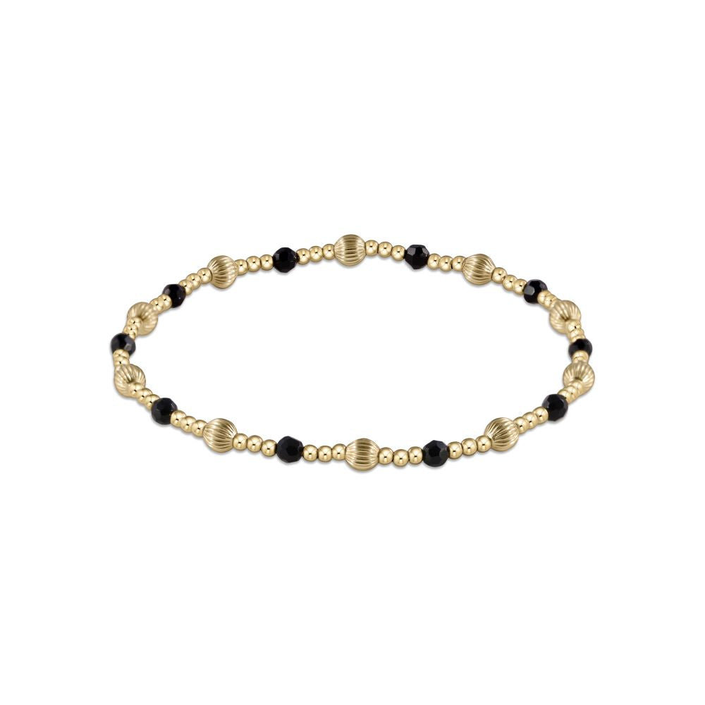 Dignity Sincerity Pattern 4mm Bead Bracelet - Faceted Onyx