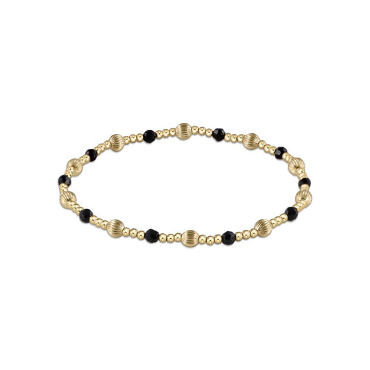 Dignity Sincerity Pattern 4mm Bead Bracelet - Faceted Onyx