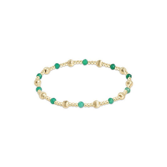 Dignity Sincerity Pattern 4mm Bead Bracelet - Faceted Green Onyx