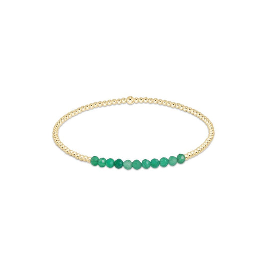 Gold Bliss 2mm Bead Bracelet - Green Onyx