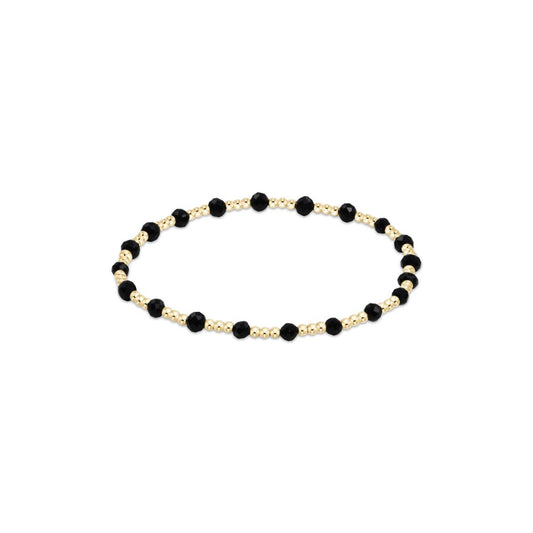 Gemstone Gold Sincerity Pattern 3mm Bead Bracelet - Faceted Onyx