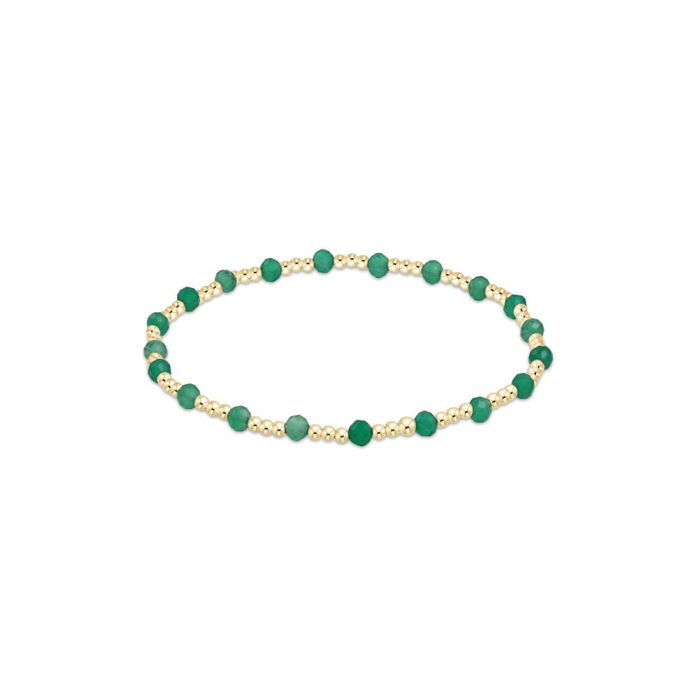 Gemstone Gold Sincerity Pattern 3mm Bead Bracelet - Green Onxy