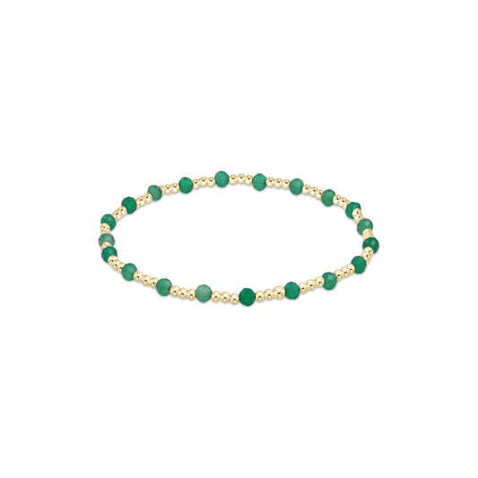 Gemstone Gold Sincerity Pattern 3mm Bead Bracelet - Green Onxy