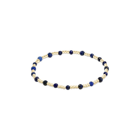 Gemstone Gold Sincerity Pattern 3mm Bead Bracelet - Lapis