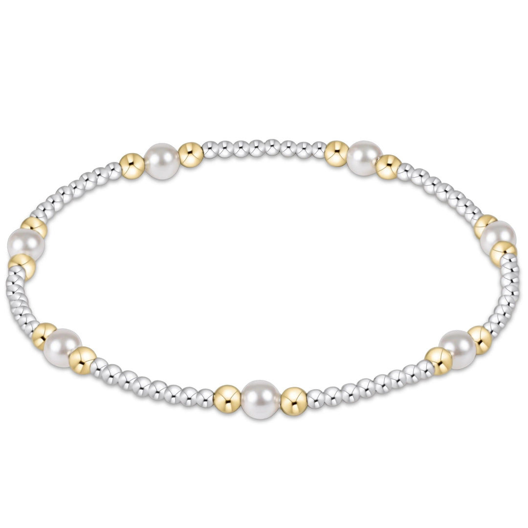 eNewton Purpose Pearl 4mm Mixed Metal Bracelet with sterling silver, gold-filled beads and crystal pearls