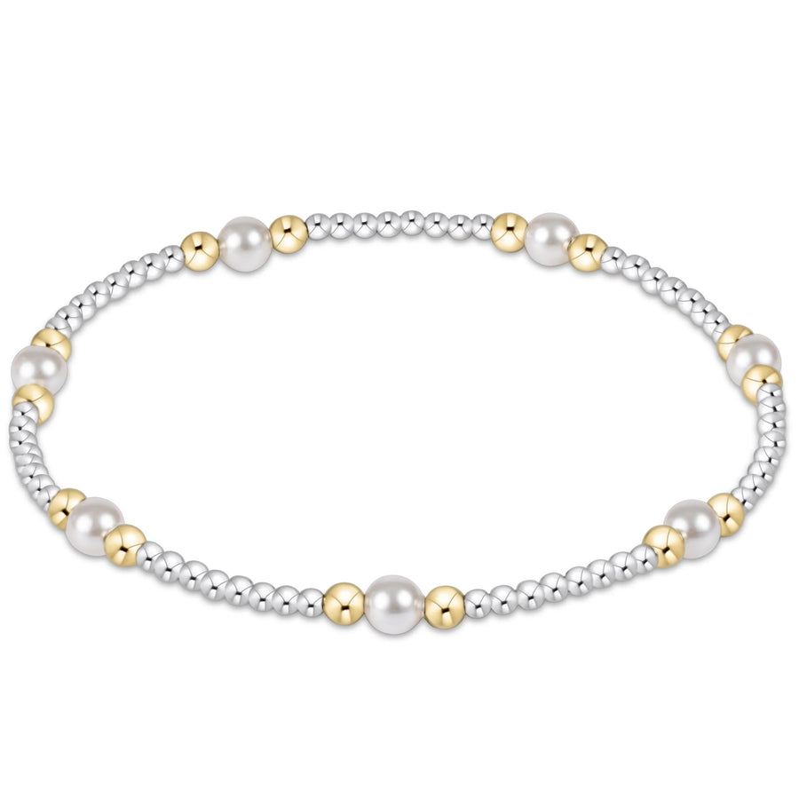 eNewton Purpose Pearl 4mm Mixed Metal Bracelet with sterling silver, gold-filled beads and crystal pearls