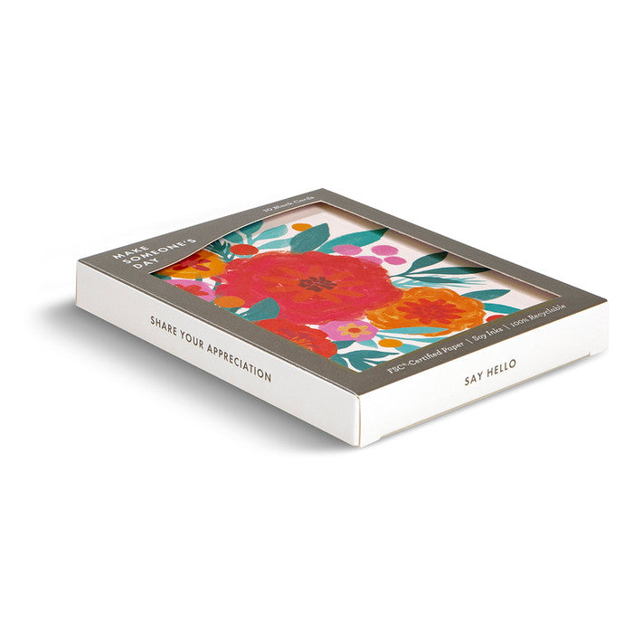 Floral card set packaging on a white background
