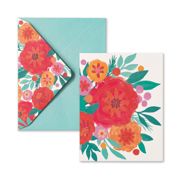Floral card and envelope set with vibrant colors on a white background