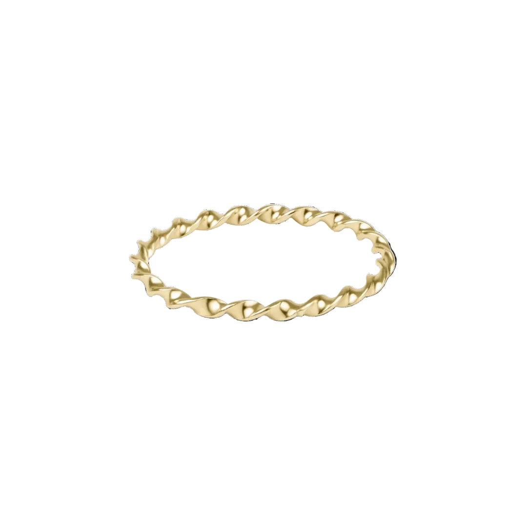 e newton Classic Gold Twisted Thin Band Ring featuring a delicate 14kt gold-filled twisted band design perfect for stacking or everyday wear.