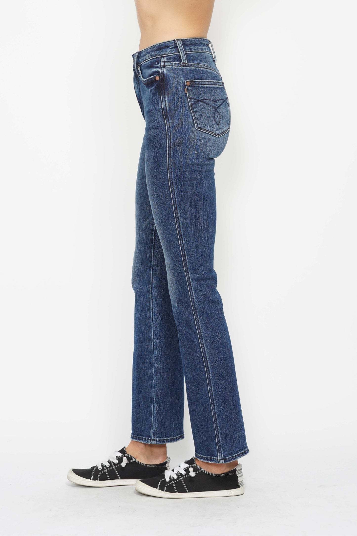 HW Tummy Control Back Pkt Embroidered Bootcut