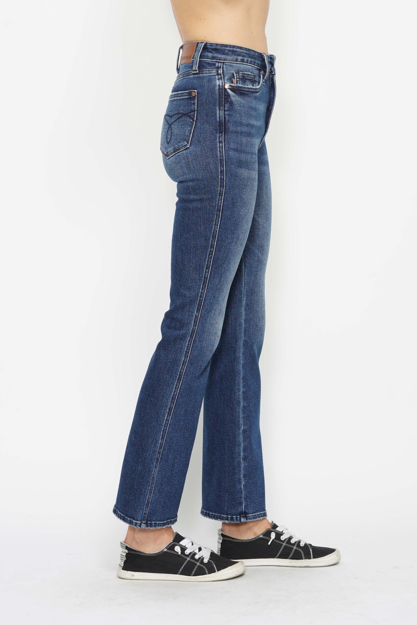 HW Tummy Control Back Pkt Embroidered Bootcut