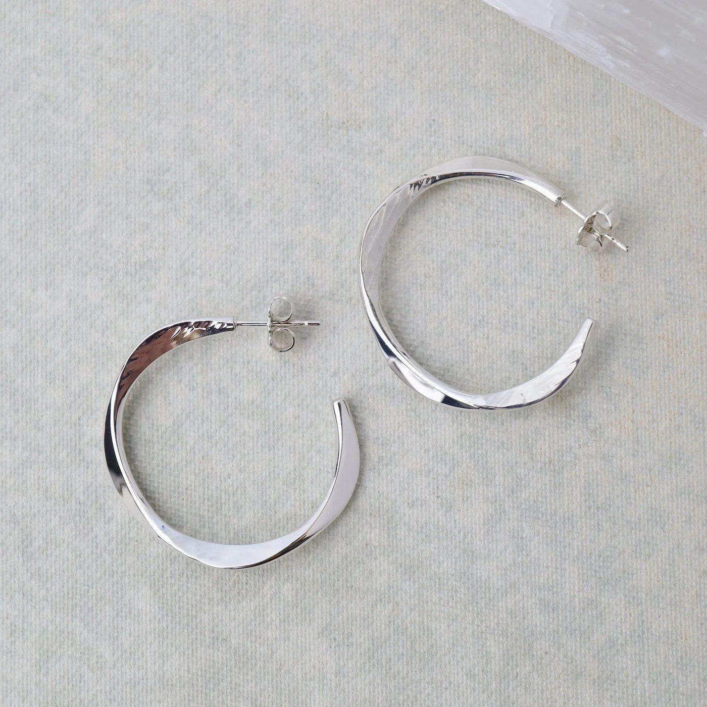 Hammered Double Wave Hoop Earrings