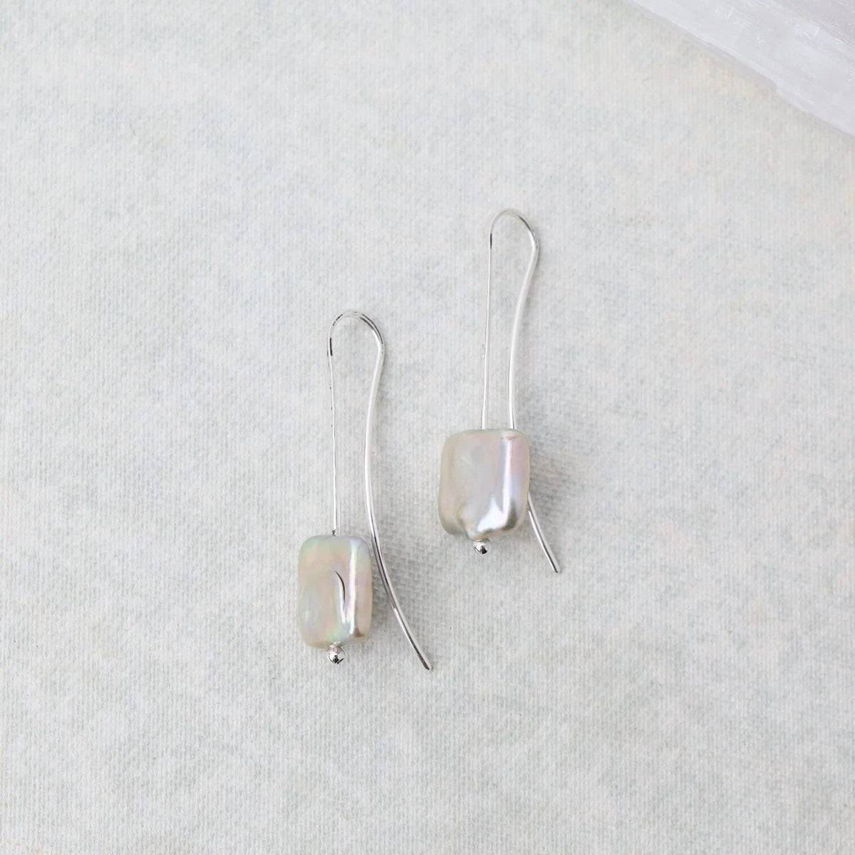 Hammered Taper Earrings w/ Pearl