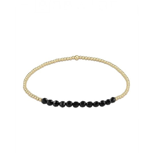 Gold Bliss 2mm Bead Bracelet - Faceted Onyx