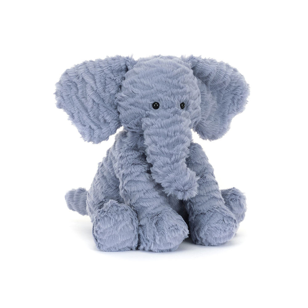 A chunky and cheerful pal, Fuddlewuddle Elephant has ripples of soft, tufted fur in the dreamiest shade of periwinkle blue.

