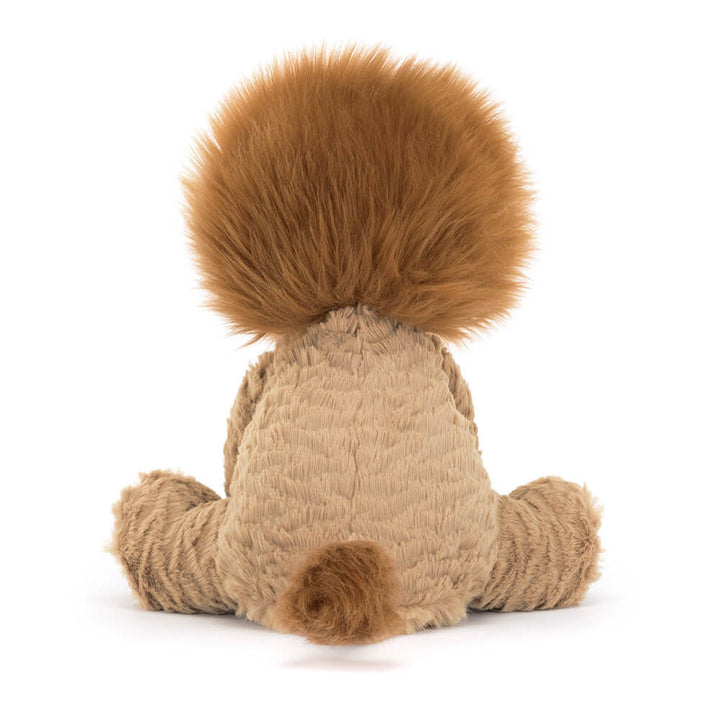 Jellycat Fuddlewuddle Lion plush toy with soft fur and fluffy mane. Back View

