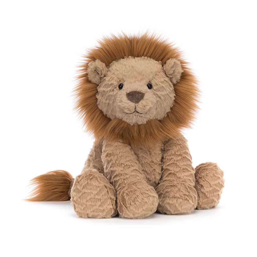 Jellycat Fuddlewuddle Lion plush toy with soft fur and fluffy mane

