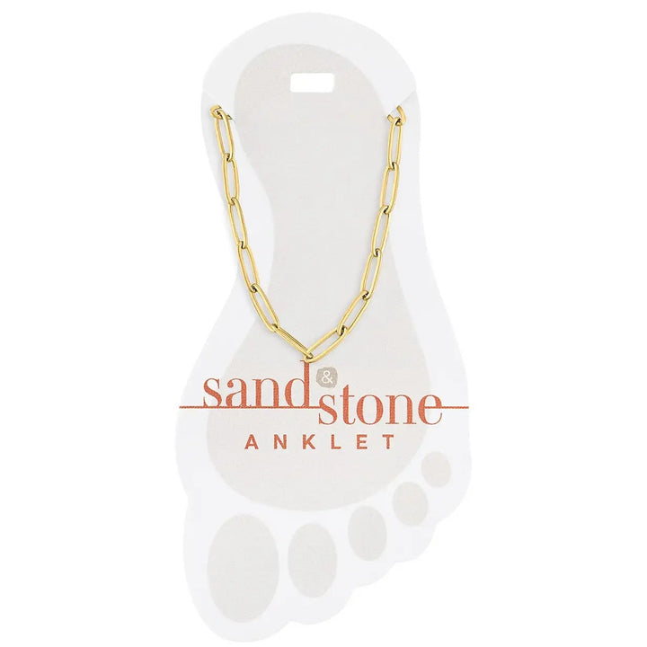 gold stainless steel paperclip chain anklet with elongated links