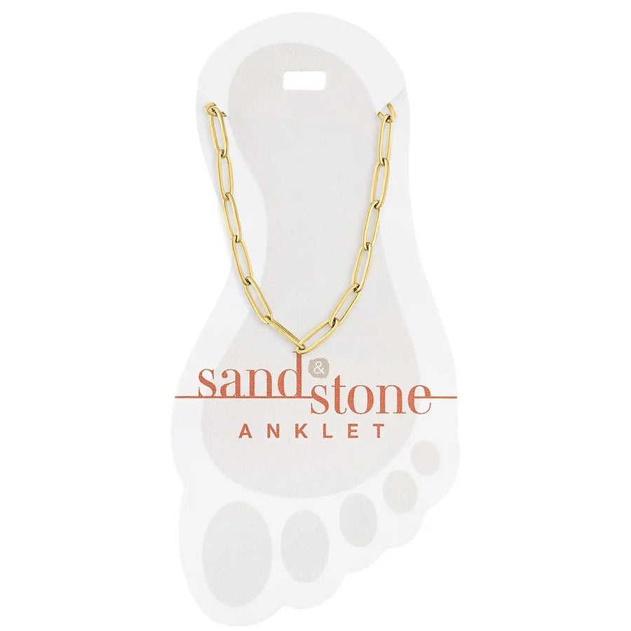 gold stainless steel paperclip chain anklet with elongated links