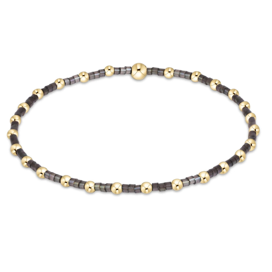 eNewton Hope Sincerity Bracelet in Moonlight with smoky charcoal and gray 2mm seed beads and polished 14kt gold-filled accents