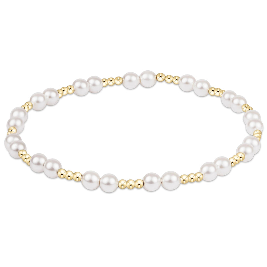 eNewton Together Pearl 4mm Bracelet with white crystal pearls and 14kt gold-filled beads
